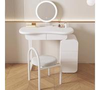 WWERTYY Set da toeletta con Specchio Illuminato a LED, scrivania da toeletta, Set da toeletta, Tavolo da Trucco Moderno con cassetti e Sgabello, Set da toeletta, Sedia alla Moda, Set da to