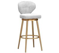 WWERTYY Set di 1 Sgabello da Bar in Metallo, Sgabello da Bar Girevole a 360° con Schienale, poggiapiedi in Metallo Dorato, Sgabello da Bar Imbottito, Sedia da Bar Moderna per Isola Cucina,