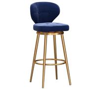 WWERTYY Set di 1 Sgabello da Bar in Metallo, Sgabello da Bar Girevole a 360° con Schienale, poggiapiedi in Metallo Dorato, Sgabello da Bar Imbottito, Sedia da Bar Moderna per Isola Cucina,