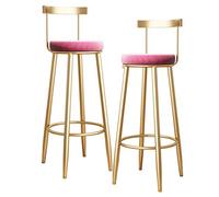 WWERTYY Sgabelli da Bar Alti con Schienale Sgabello Alto Sgabello da Bar in Ferro battuto Gambe in Metallo Dorato Cuscino in Velluto, Sedia da Colazione da Cucina Poggiapiedi per bistrot P