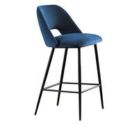 WWERTYY Sgabello da Bar da Cucina Contemporaneo, Imbottito in Velluto Blu, Moderno, con Schienale Alto, Altezza 35,0" per Sedia da Pranzo, Pub, bistrot, Max. 150 kg