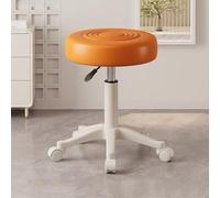 WWERTYY Sgabello Girevole con Ruote Sgabello per Estetista in Pelle PU Altezza Regolabile 16"-21", Sedia a Sella Sedia per Estetista Tatuaggio, Vari Colori (Arancione)