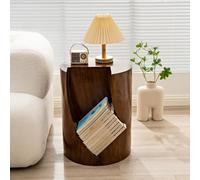 WWERTYY Tavolino da caffè con Contenitore in Ceppo d'albero, tavolino da caffè Rotondo Piccolo, Sgabello ottomano retrò, Comodino, libreria per Soggiorno, Camera da Letto