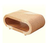 WWERTYY Tavolino da Salotto Tavolo in Rattan Tavolo da tè Tavolo Basso da Terra Tavolo per Computer Portatile Tavolo Intrecciato a Mano (Colore: Colore Legno, Dimensioni: 80x50x34cm)