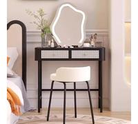 WWERTYY Tavolo da Trucco Moderno con cassetti e Sgabello, Set da toeletta con Specchio Illuminato a LED, Piccolo Tavolo da toeletta per Camera da Letto, Sedia alla Moda, Set da toeletta PE