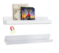WWEsemeren Set di 2 mensole magnetiche per libri, riutilizzabili, in acrilico, con forte capacità di assorbimento, da usare per classe, ufficio, frigorifero, bianco