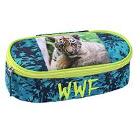 WWF - Astuccio Ovale Organizzato, Bambina e Bambino, con Cerniera e Tirazip - Astuccio Scuola con Vano Interno per Cancelleria e Spazio Portapenne, cm 22x9,5x7h