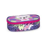 WWF - Astuccio Scuola Ufficiale WWF, Astuccio Ovale per Bambini e Ragazzi, Ideale per Riporre la Cancelleria, con Divisorio Interno con Passanti Elastici e Pratica Chiusura a Zip, 22x7Hx9,5 cm, Rosa