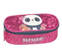 WWF - Astuccio Scuola Ufficiale WWF, Astuccio Ovale per Bambini e Ragazzi, Ideale per Riporre la Cancelleria, con Divisorio Interno con Passanti Elastici e Pratica Chiusura a Zip, 22x7Hx9,5 cm, Rosa