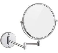 WWFAN Specchio for Trucco bifacciale Argento Brillante da Appendere alla Parete, Pieghevole, telescopico, 20 cm, 3 Fori di Montaggio