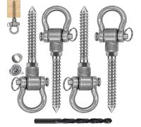 WWFFEN Gancio a vite a 180°, in acciaio inox, 140 mm, con cuscinetti, per travi in legno, gancio da soffitto, parco giochi, yoga, 4 pezzi, capacità 675 kg