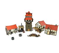 WWG Medieval Town Set Piazza del Mercato (Dipinto/Non Dipinto) - 28mm Wargame