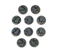 WWG War Torn City 10 x Basette Rotonde per Miniature Macerie (25mm) - 28mm