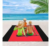 WWHATE Tappetino da campeggio impermeabile e a prova di umidità, pieghevole, per prato, spiaggia, picnic, 200 x 210 cm, colore: rosso e nero