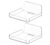 WWHJR 2pcs Parete Acrilico Rack di Stoccaggio Mensola Trasparente Nessuna Foratura Floating Display Organizzatore Per Bagno Cucina Decor Mensole A Parete