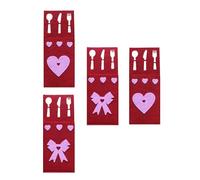 WWHJR 4 sacchetti per posate di San Valentino a forma rettangolare per utensili da cucina, organizzatori per feste, accessori da pranzo, sacchetti per argenteria di forma rettangolare, Misto, Taglia