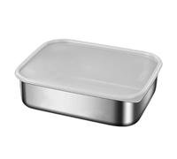WWHJR Contenitore per pasti in acciaio inox con coperchio trasparente per conservare alimenti secchi e umidi, pratico organizer ermetico