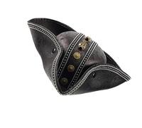 WWHJR Stile punk goffrato in pelle PU cappello da pirata accessori costume per eventi fantasy e abbigliamento quotidiano Fair Pirate Gear