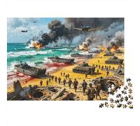 WWII 1000 Pezzi Puzzle Riciclato Paper Normandy Campaign Adult Jigsaws Impossibile, Difficile e Stimolante Allevia la Demenza Senile Divertente 38x26cm/1000 Pezzi