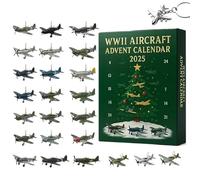 WWII Aircraft Advent Calendar, 24 Days of Iconic Warbirds, 2025 Handmade Miniature Christmas Fighter Countdown Calendar, with 24 Warbirds Models, for History Buffs, Airplane Lovers (1pc)