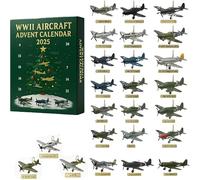 WWII Aircraft Advent Calendar - 24 Giorni di Iconic Warbirds Countdown Box, calendario del conto alla rovescia di Natale 2025 per collezionisti di modelli, appassionati di storia