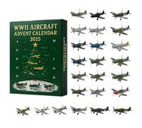 WWII Aircraft Calendario Avvento 2025 con 2D acrilico mini Warbirds 24 giorni Natale conto alla rovescia Calendario XMAS Conto alla rovescia, regalo per collezionisti amanti dell'aviazione