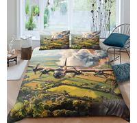 WWII bombercopripiumino microfibra morbida 3 Pezzi stampa di 3D cerniera nascosta war aviation art Set Di Copripiumino con federe per cuscini soffice morbido e comodo for adulti Single（135x200cm）