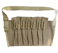 WWII British 7 Pocket 1944 Magazine Pouch Bandolier per Sten Repro-LIGHT KHAKI