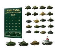 WWII Calendario dell'Avvento dei carri armati, Calendario dell'Avvento di Natale di 24 giorni con 24 ornamenti emblematici di carri armati della seconda guerra mondiale, regali sorprese del conto alla