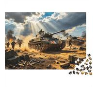 WWII Tank Puzzle 1000 Pezzi Materiale Riciclabile Campo Guerra Puzzle per Adulti Ottima Idea Regalo Divertente Tempo Gioco Famiglia Attività 70x50cm/1000pcs