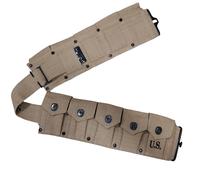 WWII US Army M1923 M1 Garand Rifle 10 Pocket Canvas Belt Khaki