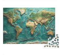 WWJLRLXTO Mappa del mondo 1000 Pieces Puzzle Mappa del mondo Impossible Puzzle Jigsaw Puzzles for Adults Challenging Game Wooden Jigsaw Puzzles Home Decoration 1000pcs (75x50cm)