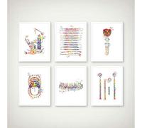 Wwjwf Apparecchiature Odontoiatriche Poster E Stampe Mediche Denti Anatomia Acquerello Immagine Artistica Tela Pittura Dentista Regalo Clinica Decorazioni Murali 21X30Cmx6 Senza Cornice