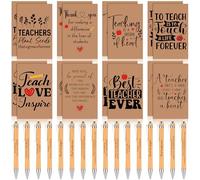 WWmily 32 quaderni di apprezzamento per insegnanti, penne a sfera in legno di bambù con citazioni motivazionali, quaderni per ufficio, scuola, colleghi (stile 1)