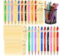 WWmily 60 penne a sfera ispiratrici per dipendenti, biglietti di ringraziamento, citazione motivazionale, inchiostro nero, retrattile, con clip, per personale, scuola, ufficio