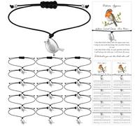 WWmily Set di 24 braccialetti da donna con pettirossi con biglietto che appaiono quando i cari sono vicini alla simpatia, regali commemorativi