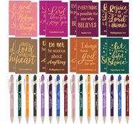 WWmily Set regalo cristiano da 32 pezzi con versi biblici taccuini e penne Diario alla rinfusa Quaderni cristiani Penna a sfera Regalo religioso Scrittura ispiratrice Regali per Lui Lei Collaboratore