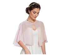 WWPMNQD Bolero in chiffon Sheer Chiffon Capelet Lightweight Design Elegant Style Soft Shawls Wedding Cape Bridesmaid Accessories per donna(Pink)