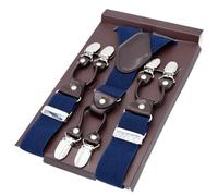 WWPMNQD Bretelle da uomo Bretelle da uomo con sei clip, for anziani obesi, cinturino posteriore largo, for pantaloni(Navy blue)