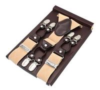 WWPMNQD Bretelle da uomo Bretelle da uomo con sei clip, for anziani obesi, cinturino posteriore largo, for pantaloni(Beige)