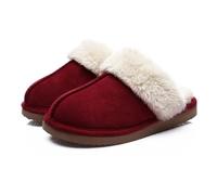 WWPMNQD Pantofole da uomo Pantofole invernali da uomo in memory foam, piatte, in cotone, for la casa, for coppie, antiscivolo, calde e pelose, for camera letto(Wine Red,40-41)