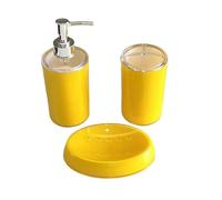 WWPMNQD Set Bagno Accessori Completo 3 Pezzi/Set Accessori da Bagno in plastica Dispenser di Sapone portaspazzolino Scatola di Sapone for Bagno(Yellow)