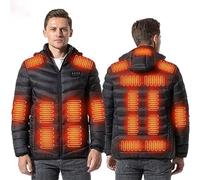 WWQQKJ Cappotto con cappuccio riscaldato a 19 zone di riscaldamento, piumino riscaldato for uomo e donna, 3 livelli di riscaldamento, giacche calde con ricarica USB 4 interruttori