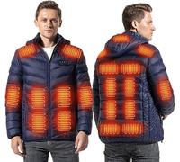 WWQQKJ Cappotto con cappuccio riscaldato a 19 zone di riscaldamento, piumino riscaldato for uomo e donna, 3 livelli di riscaldamento, giacche calde con ricarica USB 4 interruttori