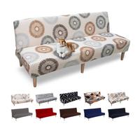 WWQQKJ Copridivano 3 Posti Senza Braccioli Elasticizzato Universale, Copridivano Letto Pieghevole Clic Clac Lavabile Rimovibile Estraibile, Fodera per Divano Futon per Soggiorno Casa(Fiore Di Sole)