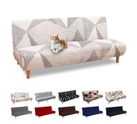 WWQQKJ Copridivano 3 Posti Senza Braccioli Elasticizzato Universale, Copridivano Letto Pieghevole Clic Clac Lavabile Rimovibile Estraibile, Fodera per Divano Futon per Soggiorno Casa(Linea Bianca)