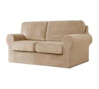 WWQQKJ Copridivano a 2 posti, copridivano con Schienale Separato e Fodera for Cuscino di Seduta, copridivano for Cani e Gatti, Protezione for Divano(Sable,2 Place | 5 pièces)