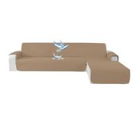 WWQQKJ Copridivano Impermeabile 1 Posto, copripoltrona, Protezione Universale for Divano con braccioli, Antiscivolo e Spesso, Protezione dai Graffi di Gatti e Cani(Café Clair,Péninsule 4 Places)