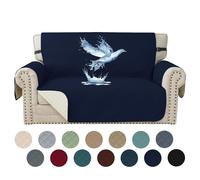 WWQQKJ Copridivano Impermeabile 1 Posto, copripoltrona, Protezione Universale for Divano con braccioli, Antiscivolo e Spesso, Protezione dai Graffi di Gatti e Cani(Bleu Foncé,2 Places)