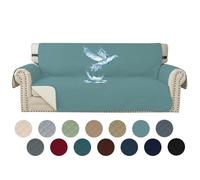 WWQQKJ Copridivano Impermeabile 1 Posto, copripoltrona, Protezione Universale for Divano con braccioli, Antiscivolo e Spesso, Protezione dai Graffi di Gatti e Cani(Bleu Clearwater,3 Places)